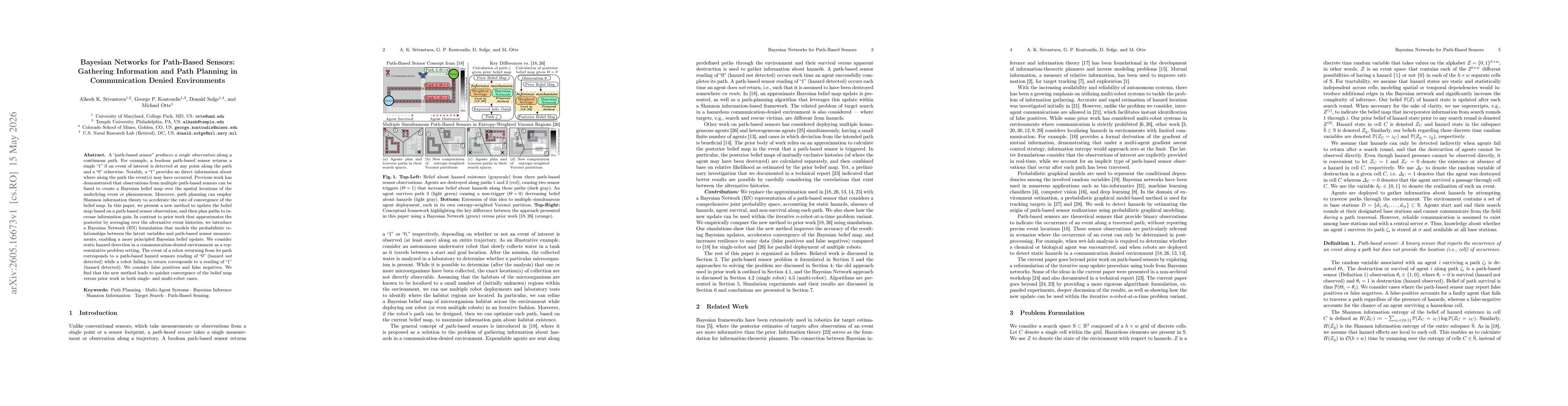 Thumbnail for Bayesian Networks for Path-Based Sensors: Gathering Information and Path Planning in Communication Denied Environments