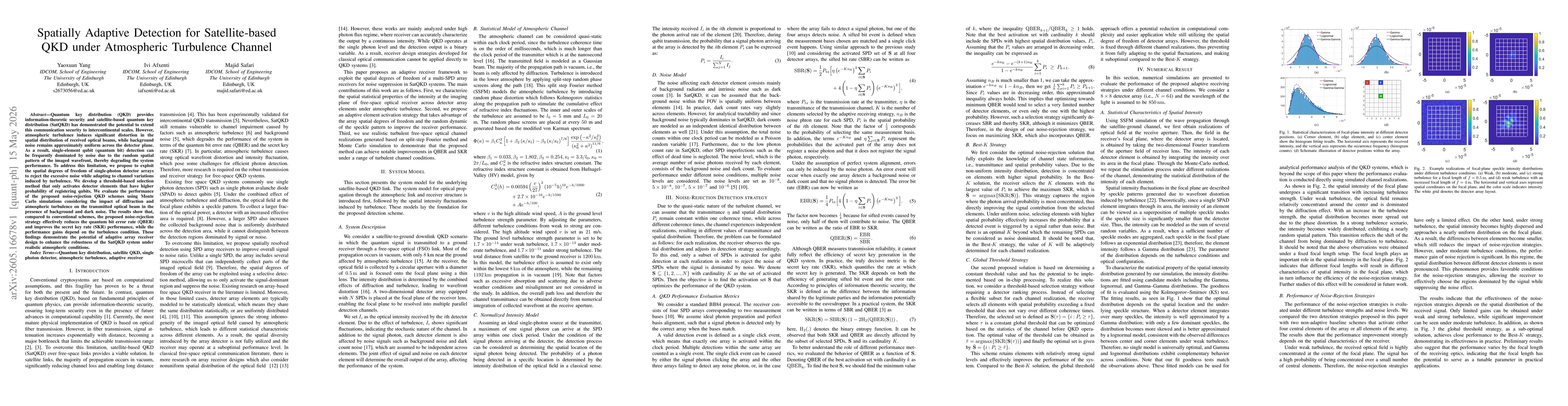 Thumbnail for Spatially Adaptive Detection for Satellite-based QKD under Atmospheric Turbulence Channel