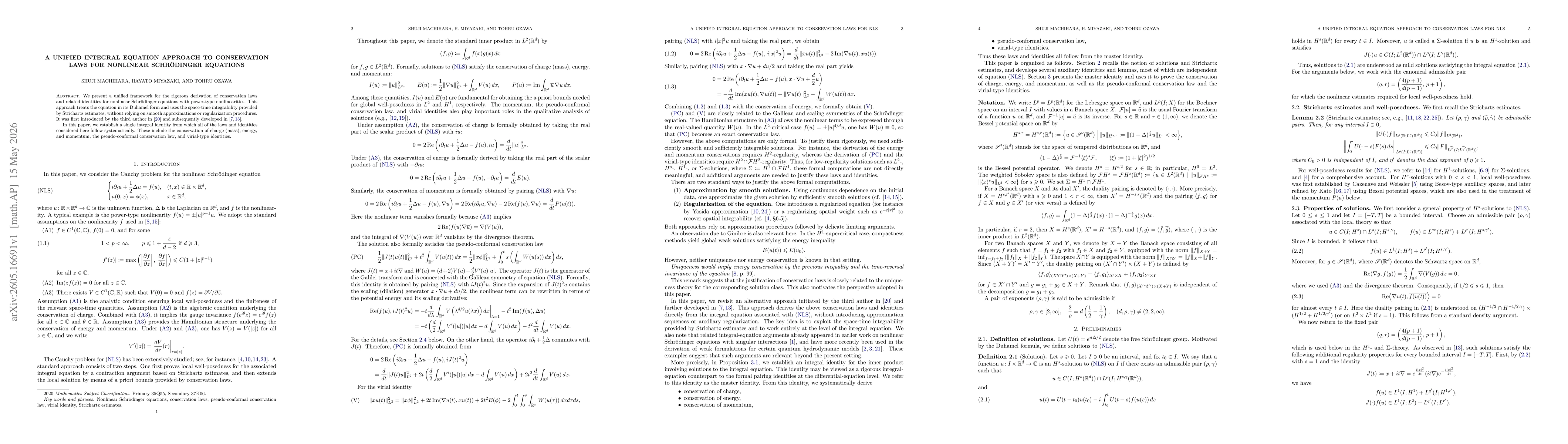 Thumbnail for A Unified Integral Equation Approach to Conservation Laws for Nonlinear Schrödinger Equations