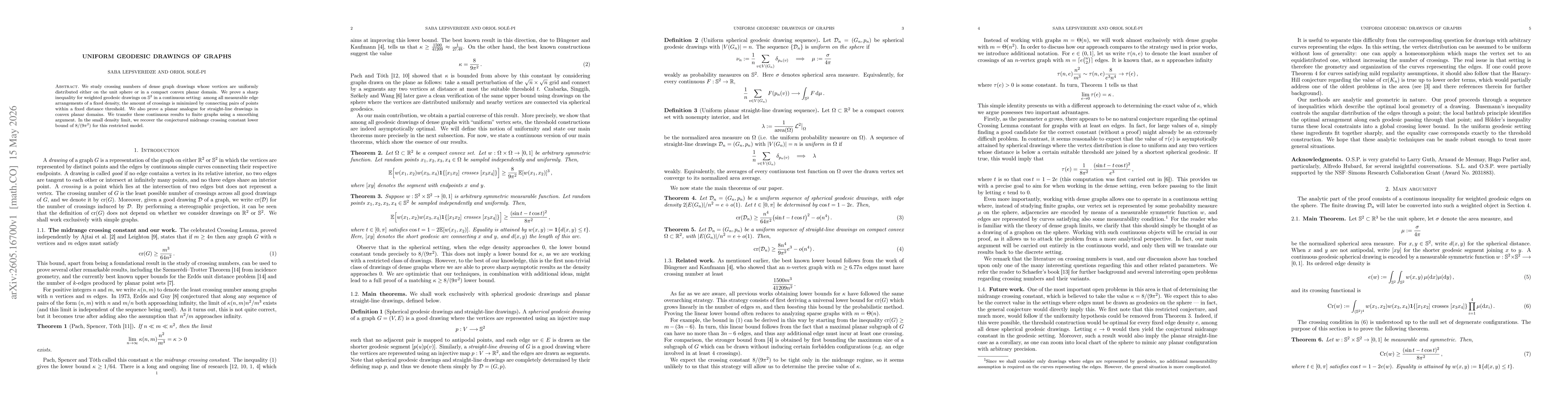 Thumbnail for Uniform Geodesic Drawings of Graphs