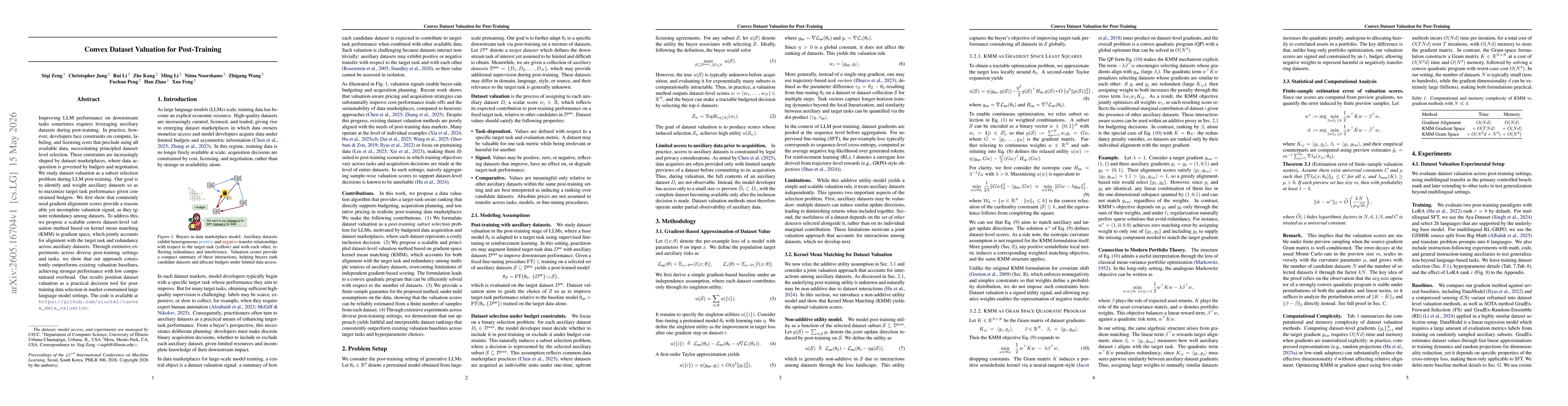 Thumbnail for Convex Dataset Valuation for Post-Training