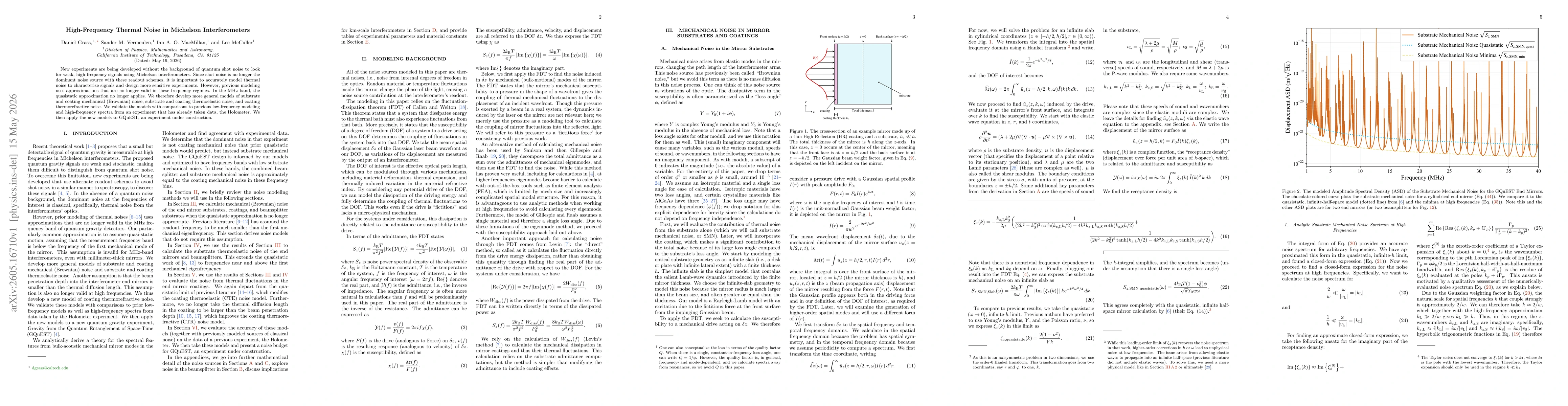 Thumbnail for High-Frequency Thermal Noise in Michelson Interferometers