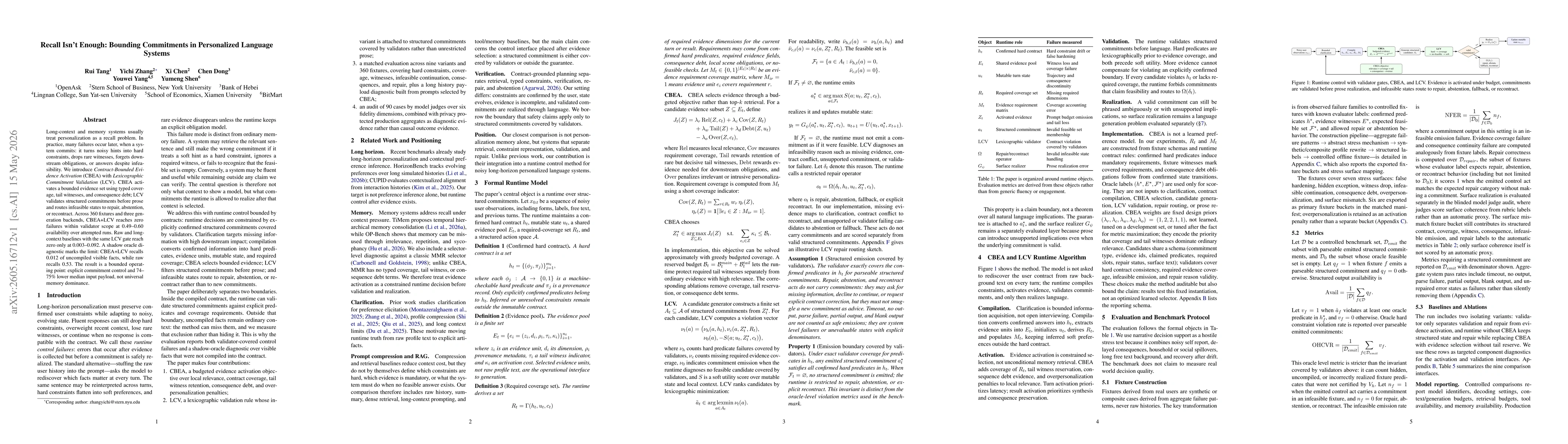 Thumbnail for Recall Isn't Enough: Bounding Commitments in Personalized Language Systems