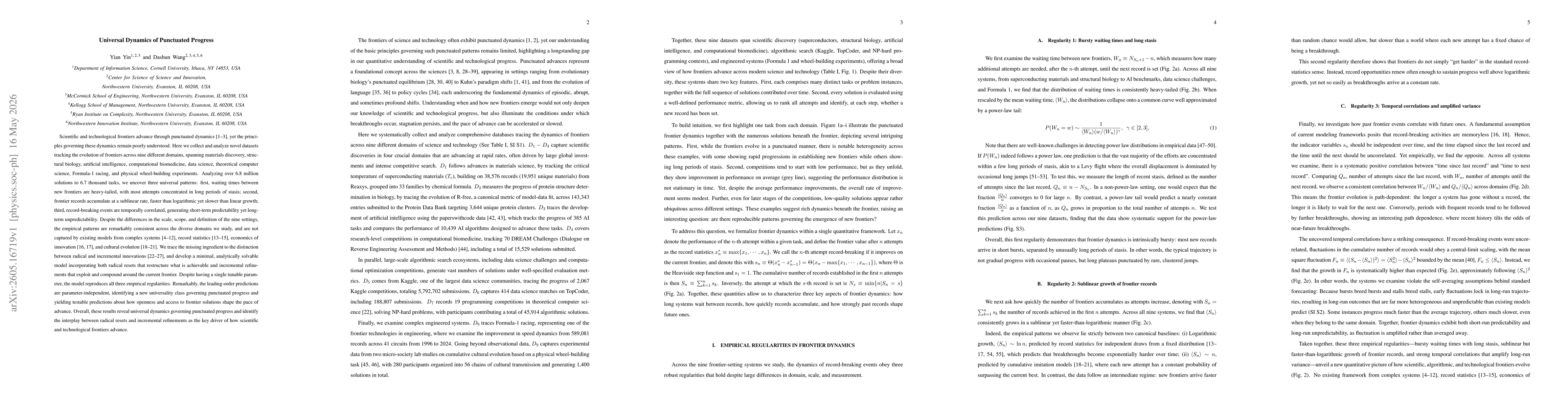 Thumbnail for Universal Dynamics of Punctuated Progress