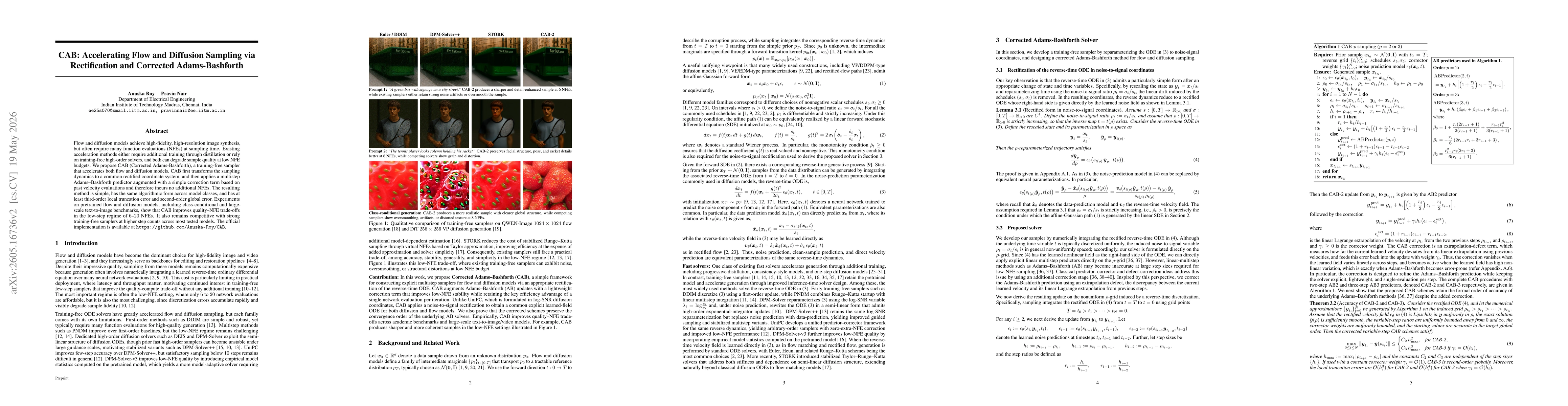 Thumbnail for CAB: Accelerating Flow and Diffusion Sampling via Rectification and Corrected Adams-Bashforth