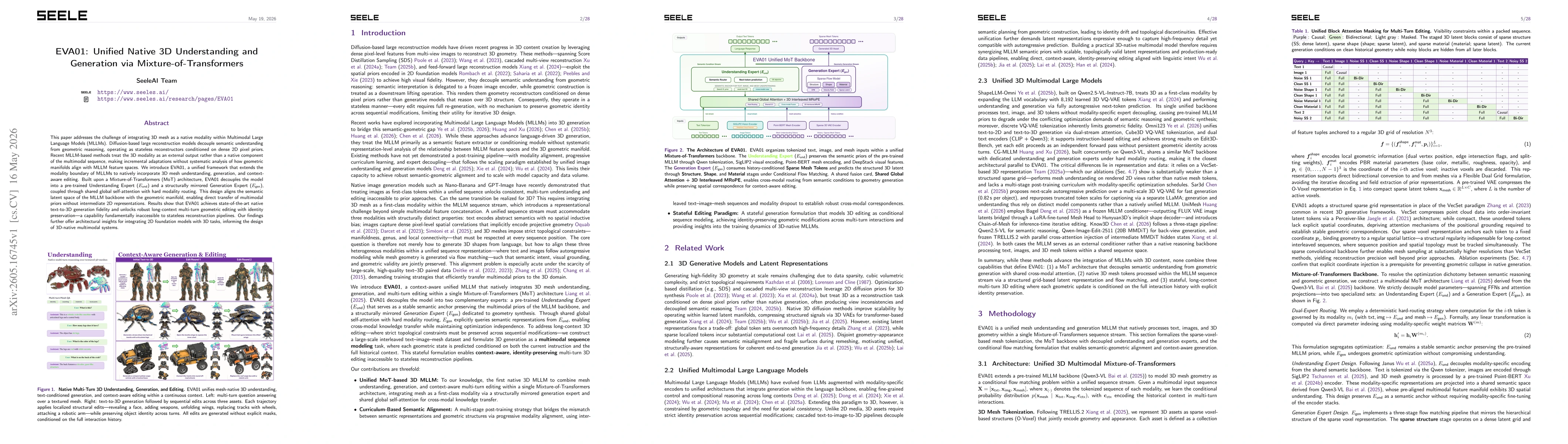 Thumbnail for EVA01: Unified Native 3D Understanding and Generation via Mixture-of-Transformers