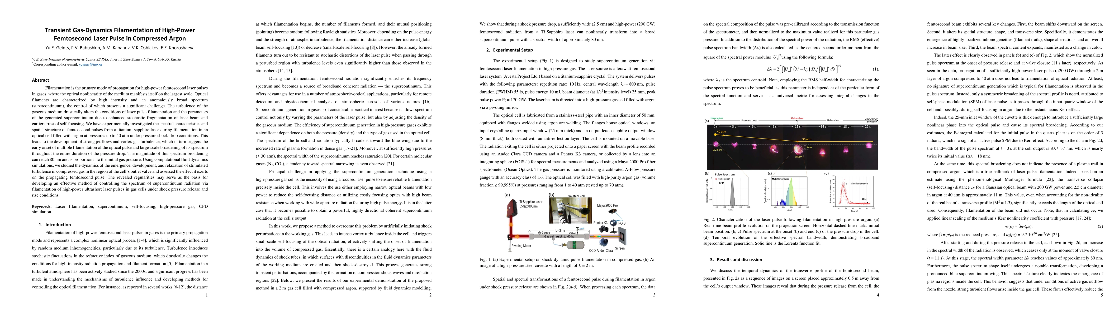 Thumbnail for Transient Gas-Dynamics Filamentation of High-PowerFemtosecond Laser Pulse in Compressed Argon