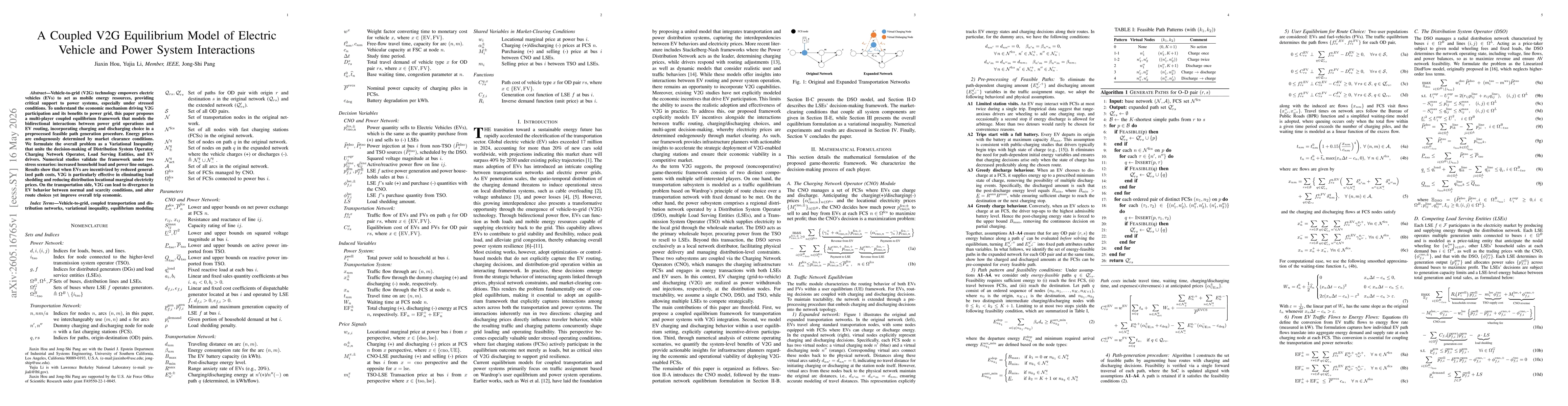 Thumbnail for A Coupled V2G Equilibrium Model of Electric Vehicle and Power System Interactions