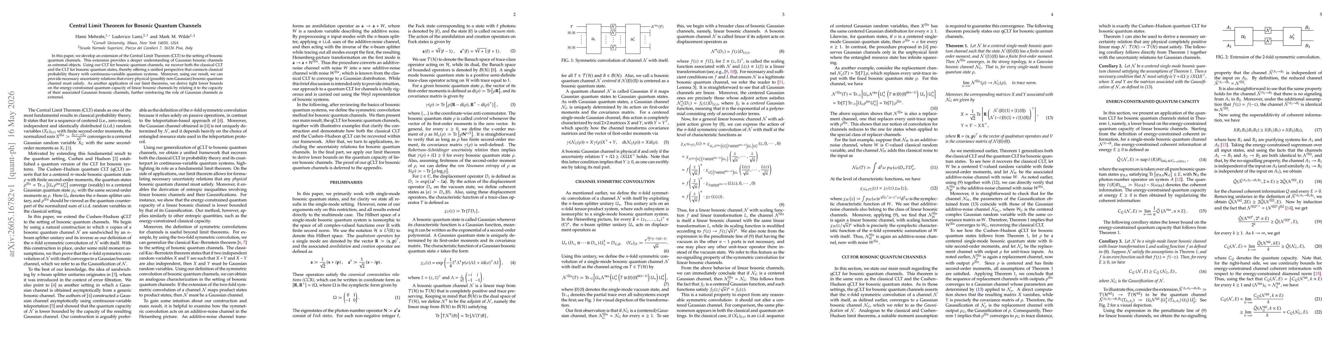 Thumbnail for Central Limit Theorem for Bosonic Quantum Channels