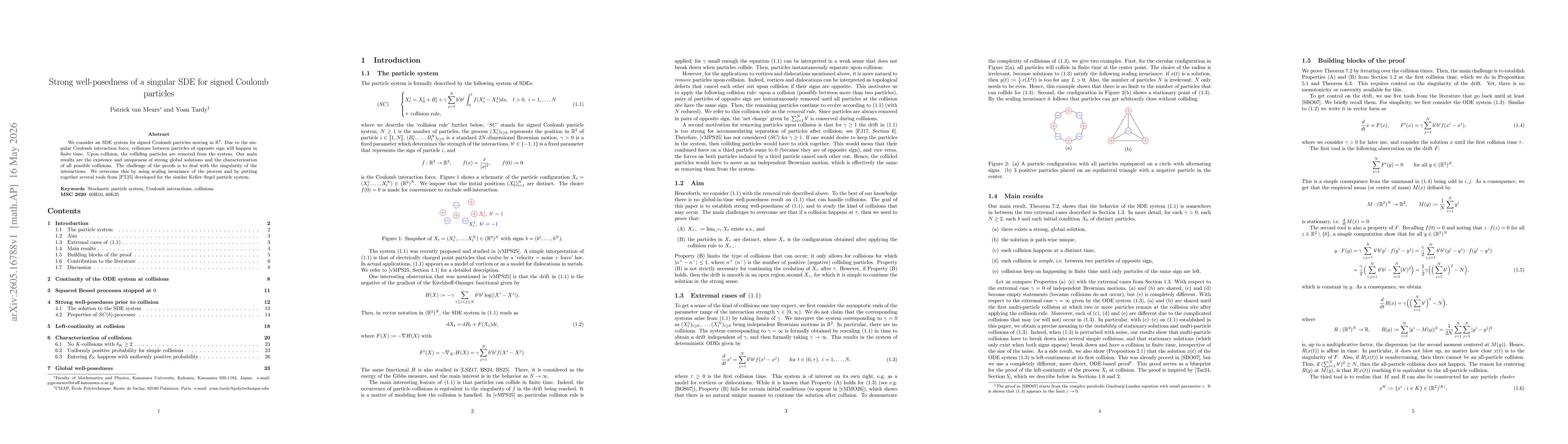 Thumbnail for Strong well-posedness of a singular SDE for signed Coulomb particles