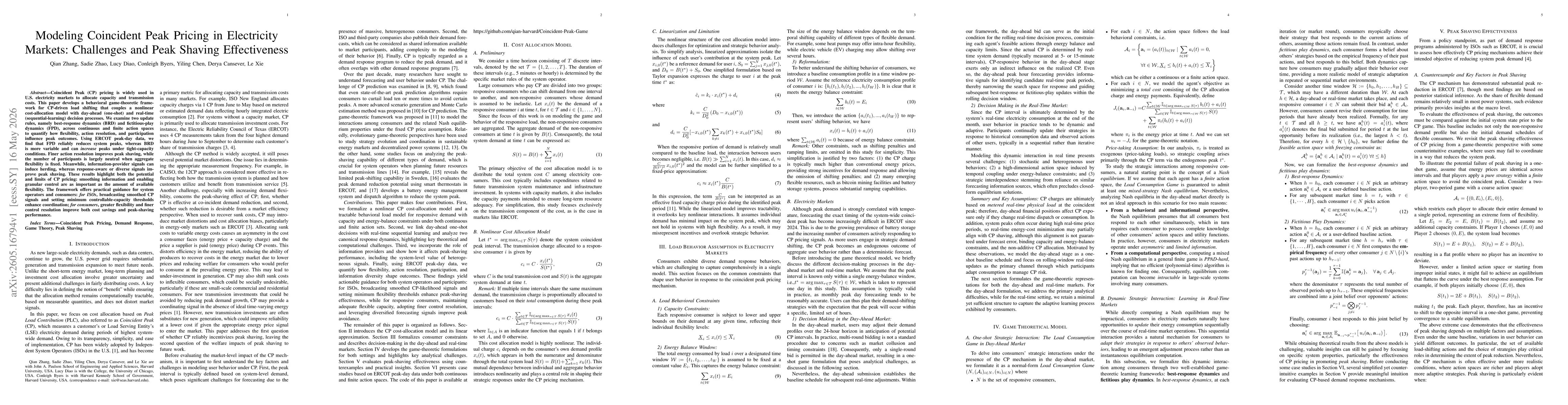 Thumbnail for Modeling Coincident Peak Pricing in Electricity Markets: Challenges and Peak Shaving Effectiveness