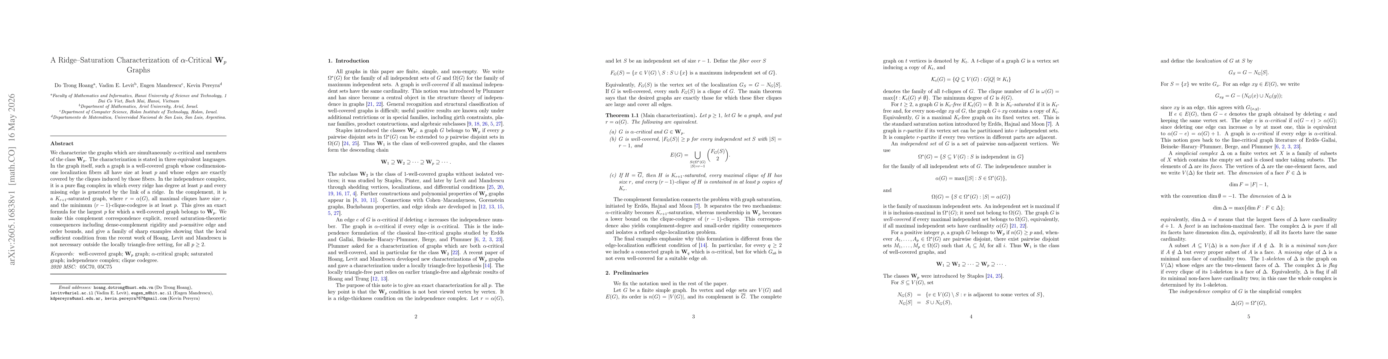 Thumbnail for A Ridge-Saturation Characterization of $α$-Critical $\mathbf {W}_p$ Graphs