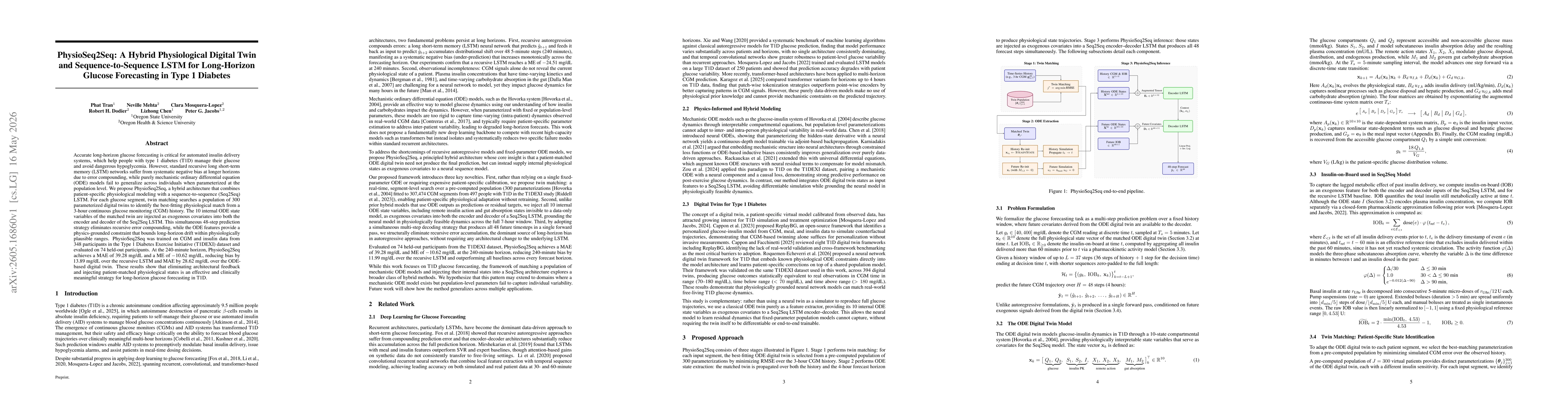 Thumbnail for PhysioSeq2Seq: A Hybrid Physiological Digital Twin and Sequence-to-Sequence LSTM for Long-Horizon Glucose Forecasting in Type 1 Diabetes