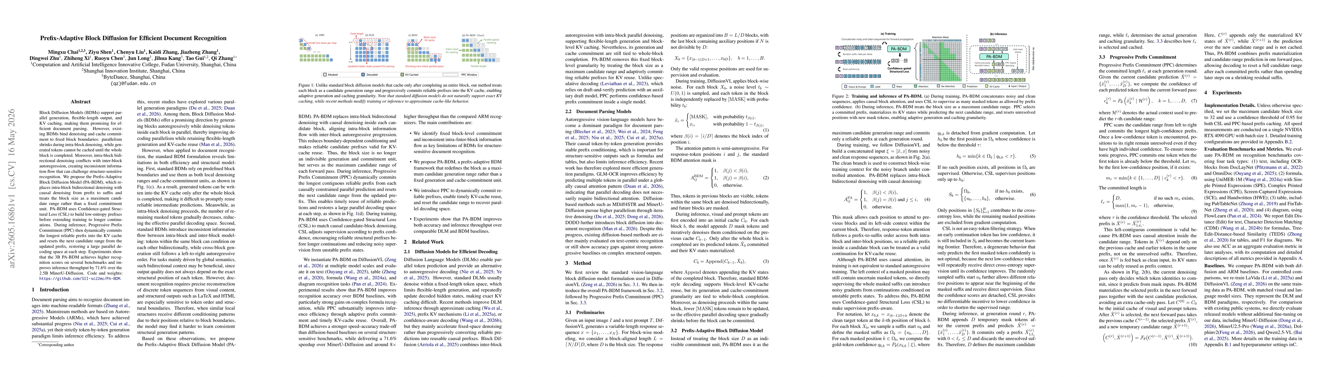 Thumbnail for Prefix-Adaptive Block Diffusion for Efficient Document Recognition