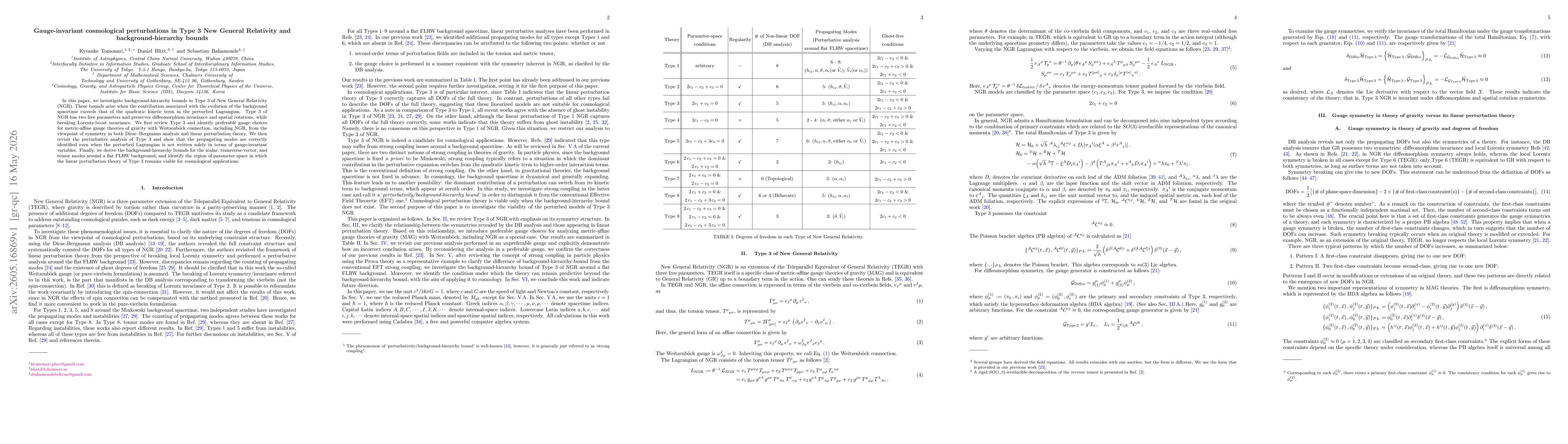 Thumbnail for Gauge-invariant cosmological perturbations in Type 3 New General Relativity and background-hierarchy bounds