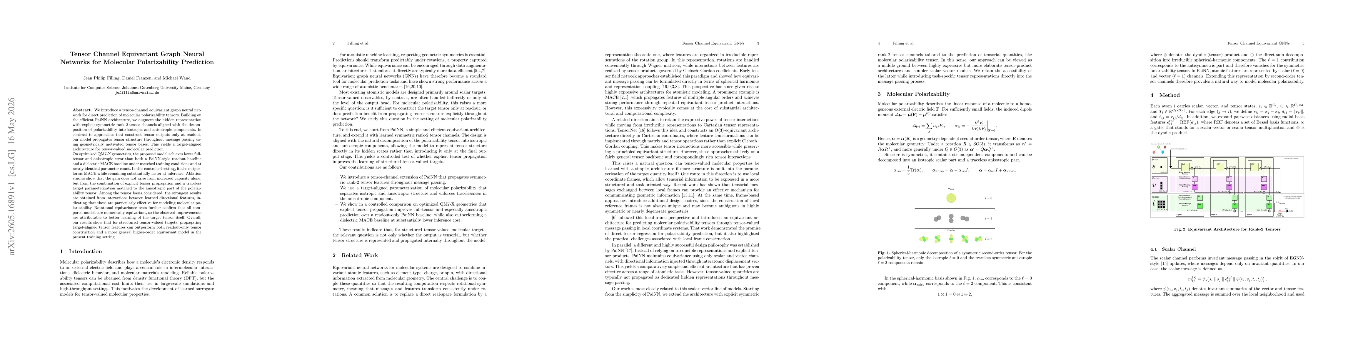 Thumbnail for Tensor Channel Equivariant Graph Neural Networks for Molecular Polarizability Prediction