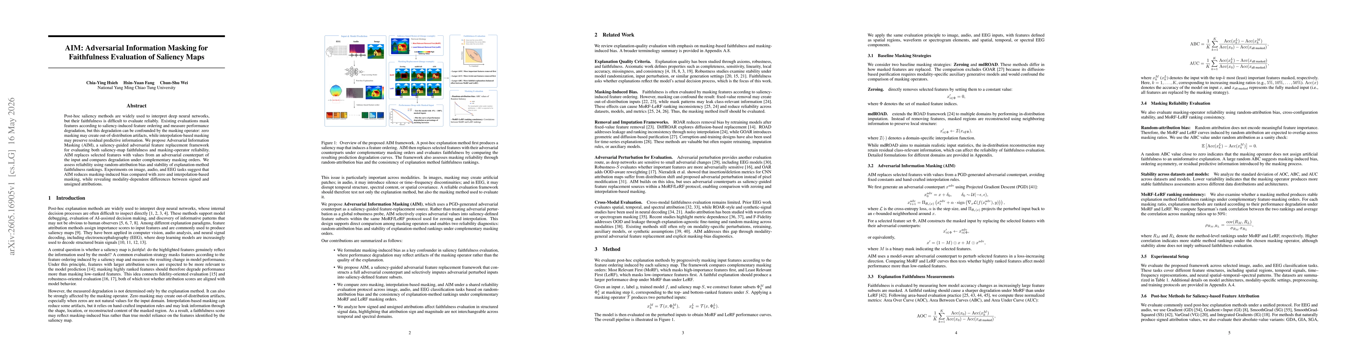 Thumbnail for AIM: Adversarial Information Masking for Faithfulness Evaluation of Saliency Maps