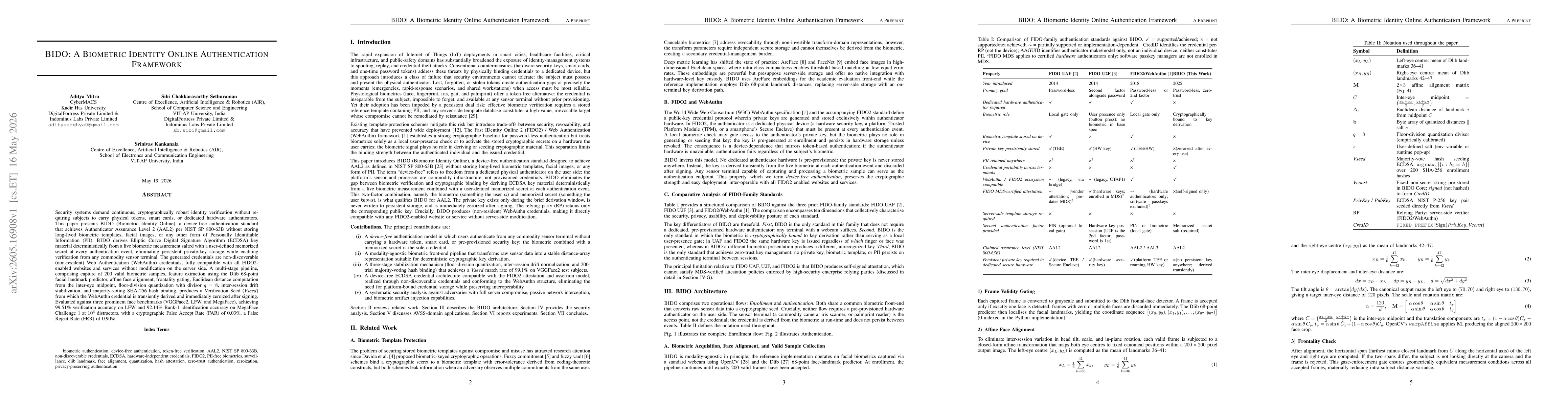Thumbnail for BIDO: A Biometric Identity Online Authentication Framework