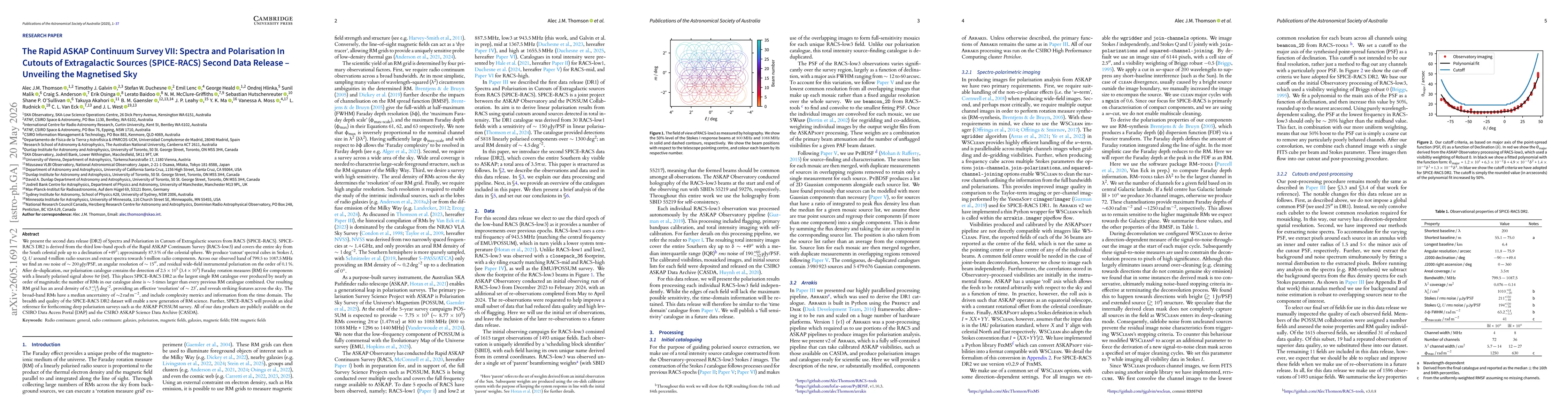 Thumbnail for The Rapid ASKAP Continuum Survey VII: Spectra and Polarisation In Cutouts of Extragalactic Sources (SPICE-RACS) Second Data Release -- Unveiling the Magnetised Sky