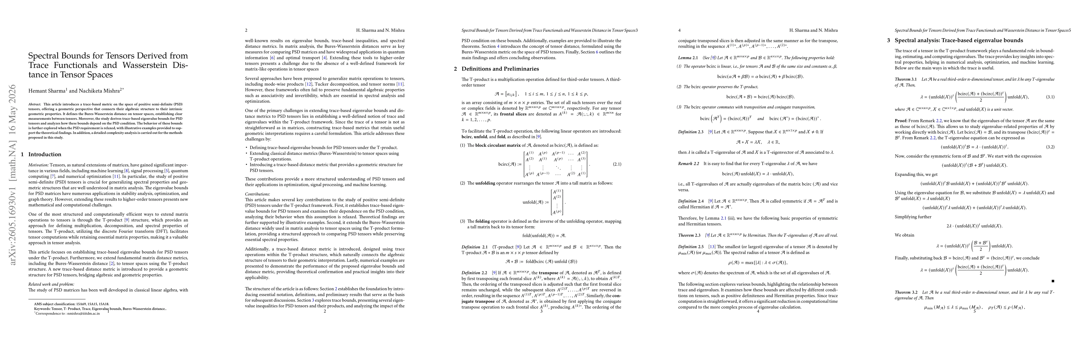 Thumbnail for Spectral Bounds for Tensors Derived from Trace Functionals and Wasserstein Distance in Tensor Spaces