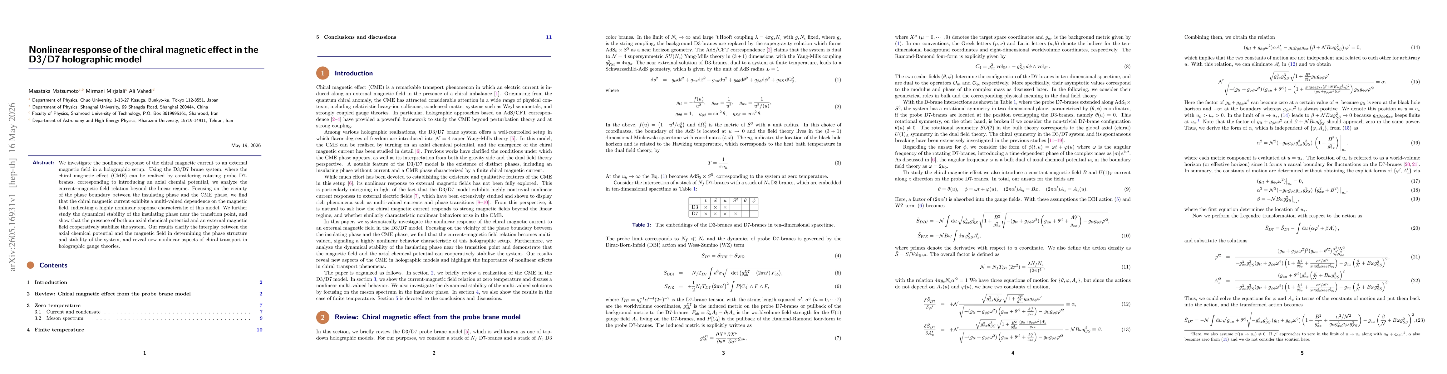 Thumbnail for Nonlinear response of the chiral magnetic effect in the D3/D7 holographic model