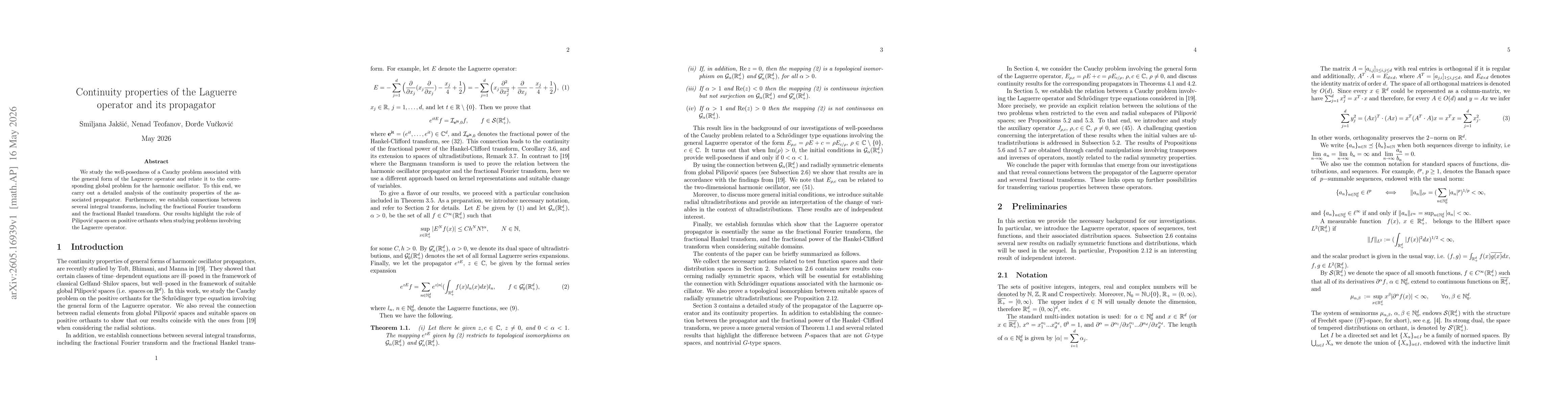 Thumbnail for Continuity properties of the Laguerre operator and its propagator
