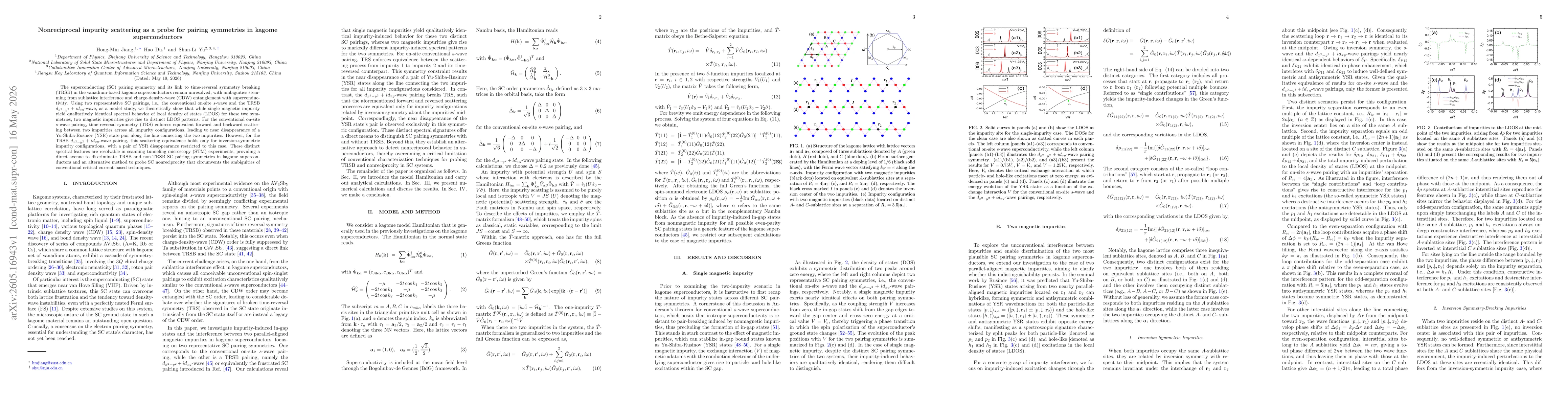 Thumbnail for Nonreciprocal impurity scattering as a probe for pairing symmetries in kagome superconductors