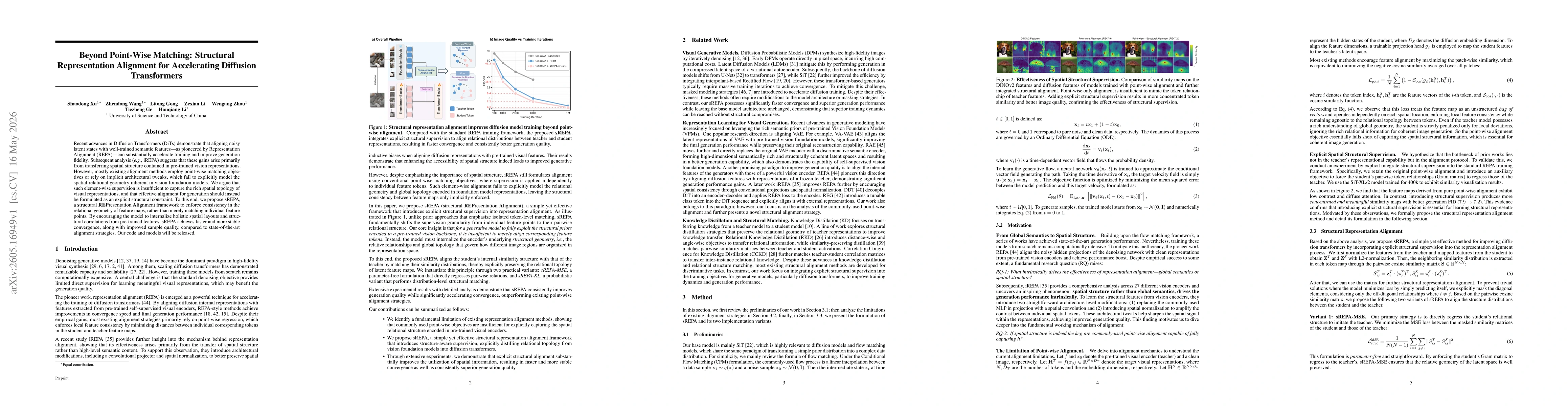 Thumbnail for Beyond Point-Wise Matching: Structural Representation Alignment for Accelerating Diffusion Transformers