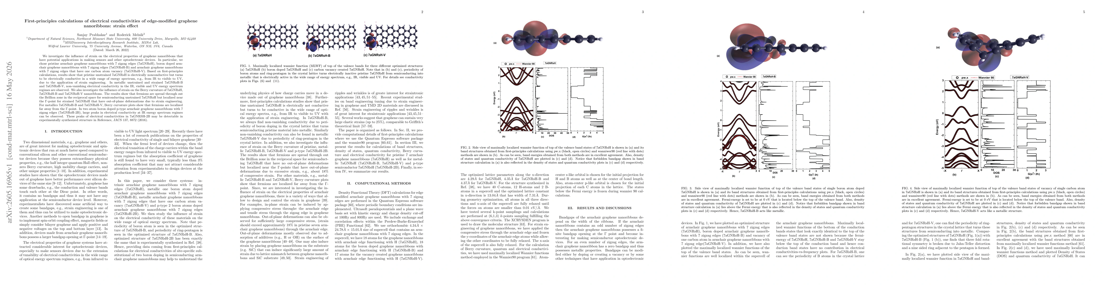 Thumbnail for First-principles calculations of electrical conductivities of edge-modified graphene nanoribbons: strain effect
