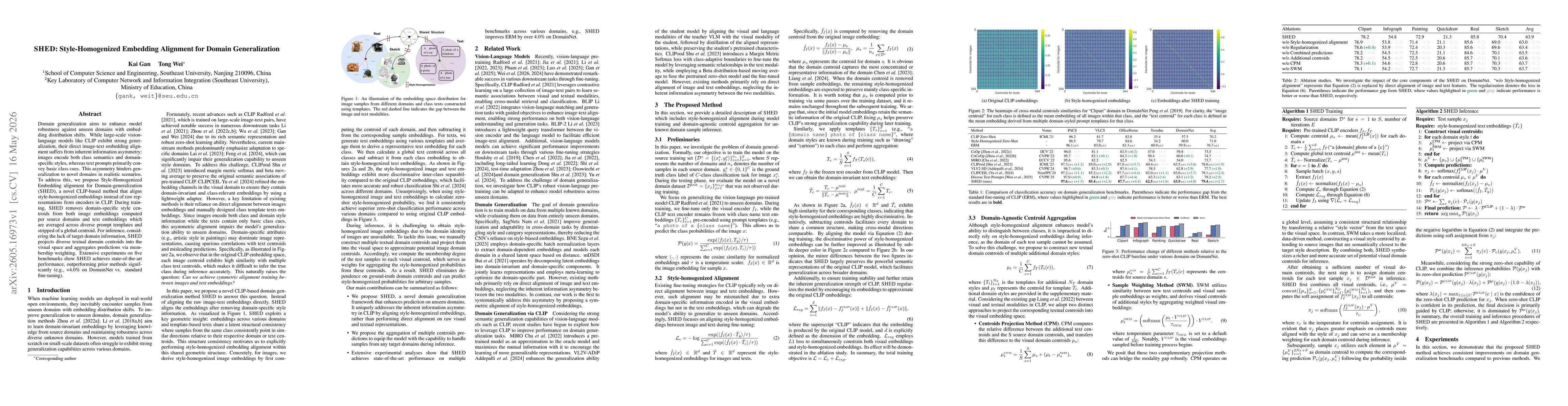 Thumbnail for SHED: Style-Homogenized Embedding Alignment for Domain Generalization