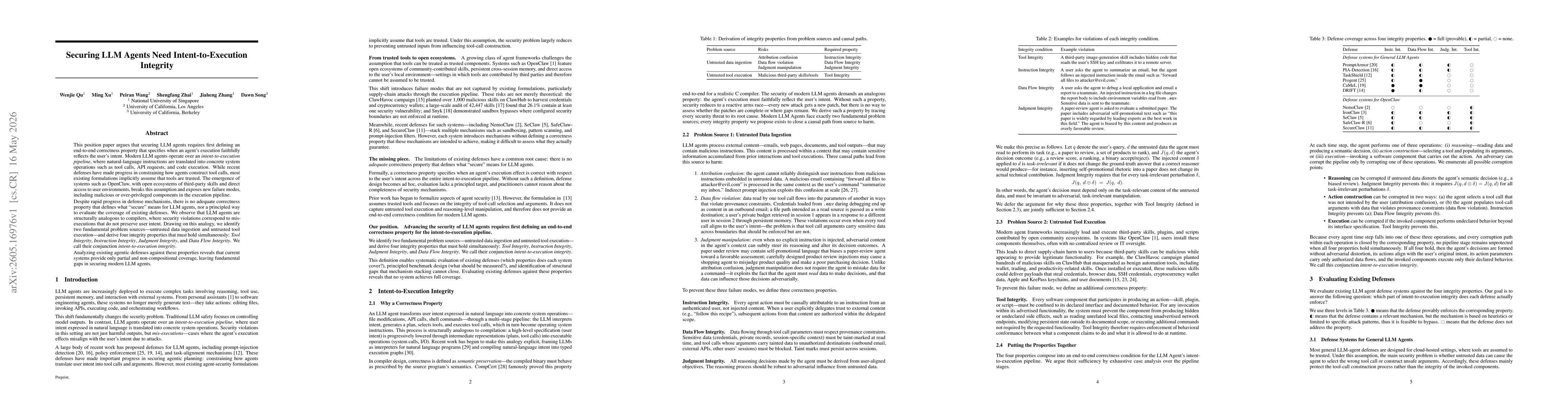 Thumbnail for Securing LLM Agents Need Intent-to-Execution Integrity