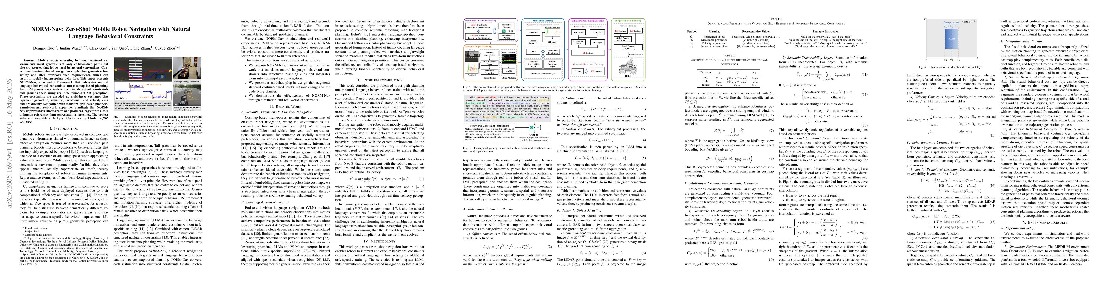Thumbnail for NORM-Nav: Zero-Shot Mobile Robot Navigation with Natural Language Behavioral Constraints