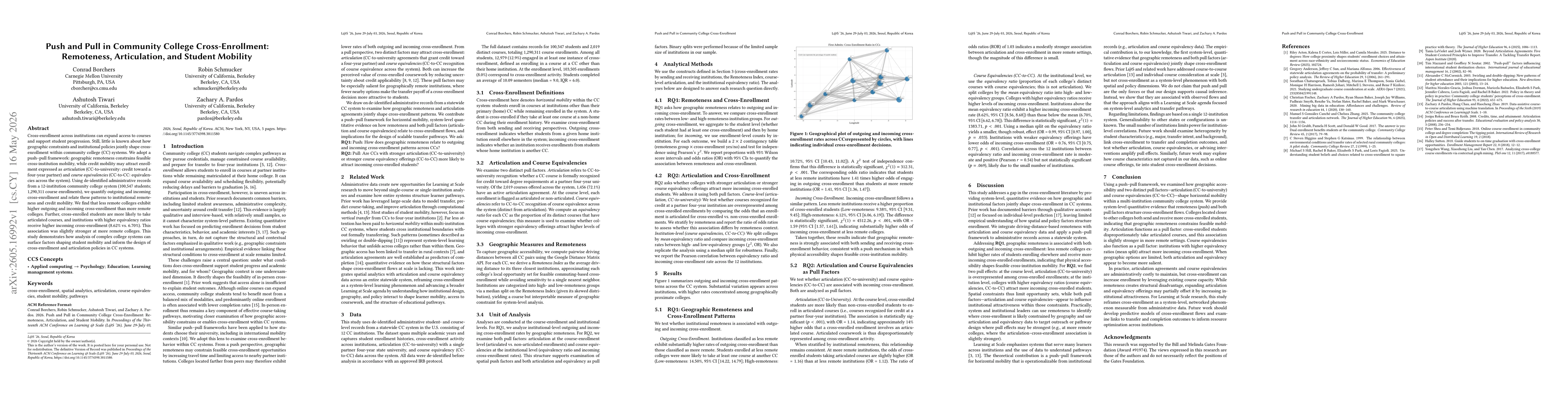 Thumbnail for Push and Pull in Community College Cross-Enrollment: Remoteness, Articulation, and Student Mobility