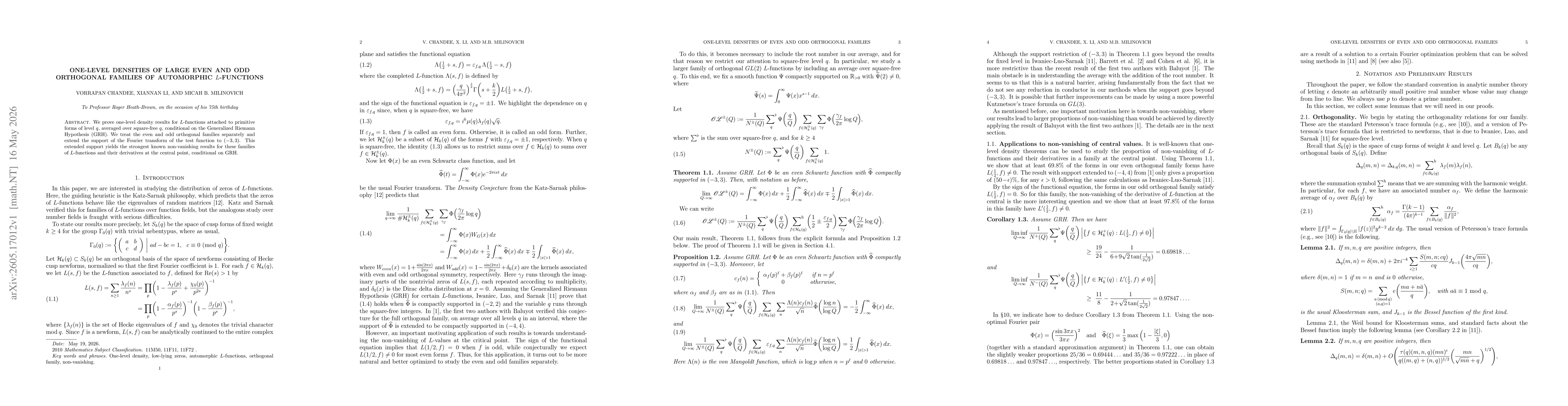 Thumbnail for One-level densities of large even and odd orthogonal families of automorphic L-functions