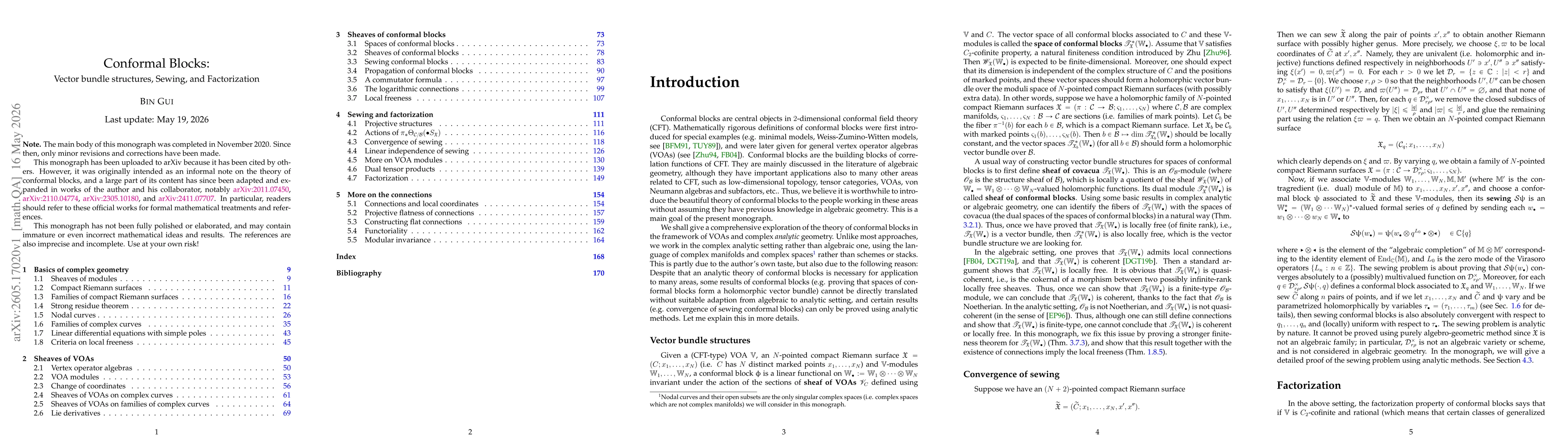 Thumbnail for Conformal Blocks: Vector bundle structures, Sewing, and Factorization