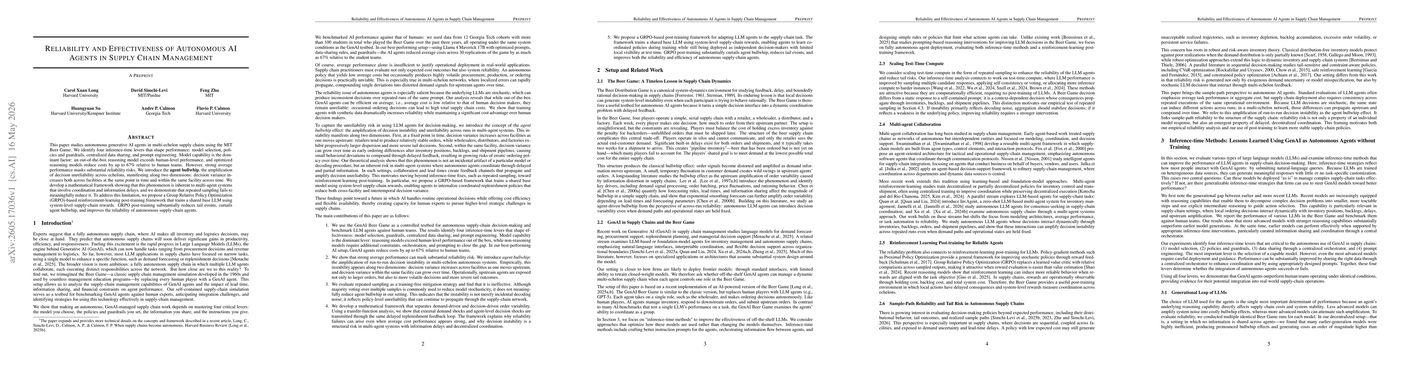 Thumbnail for Reliability and Effectiveness of Autonomous AI Agents in Supply Chain Management
