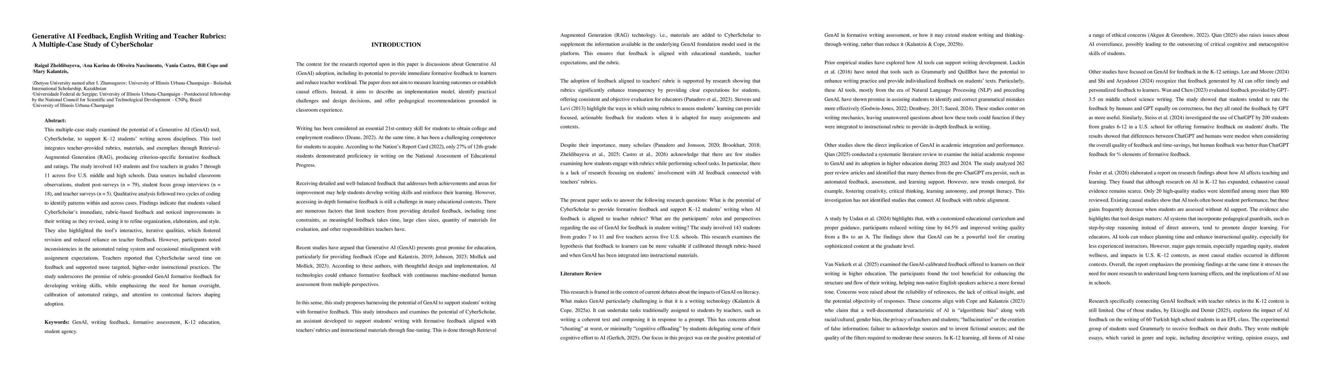 Thumbnail for Generative AI Feedback, English Writing and Teacher Rubrics: A Multiple-Case Study of CyberScholar