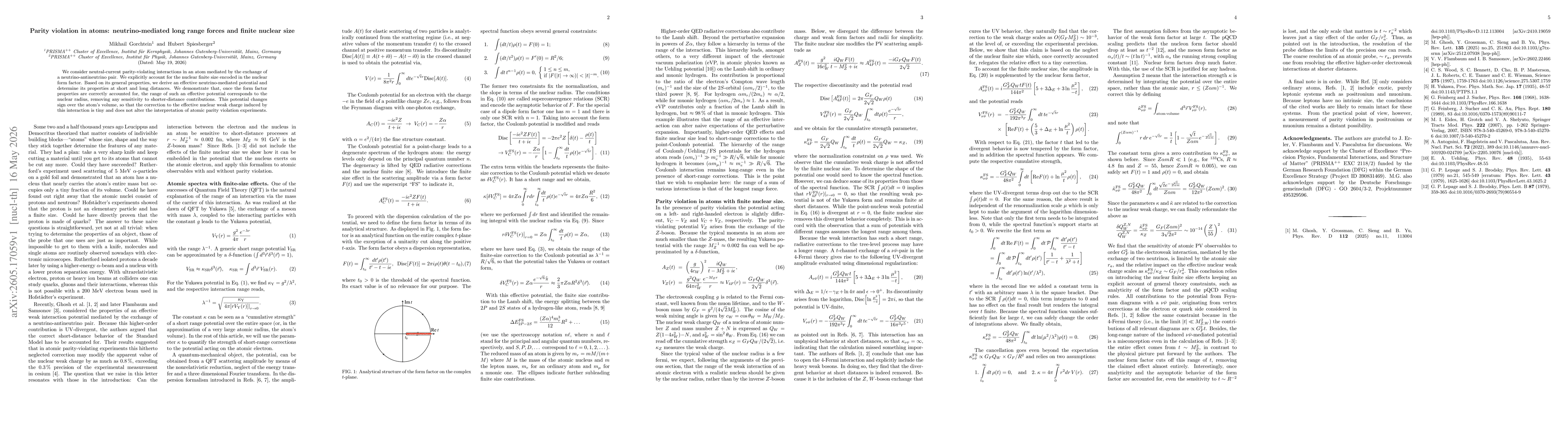 Thumbnail for Parity violation in atoms: neutrino-mediated long range forces and finite nuclear size