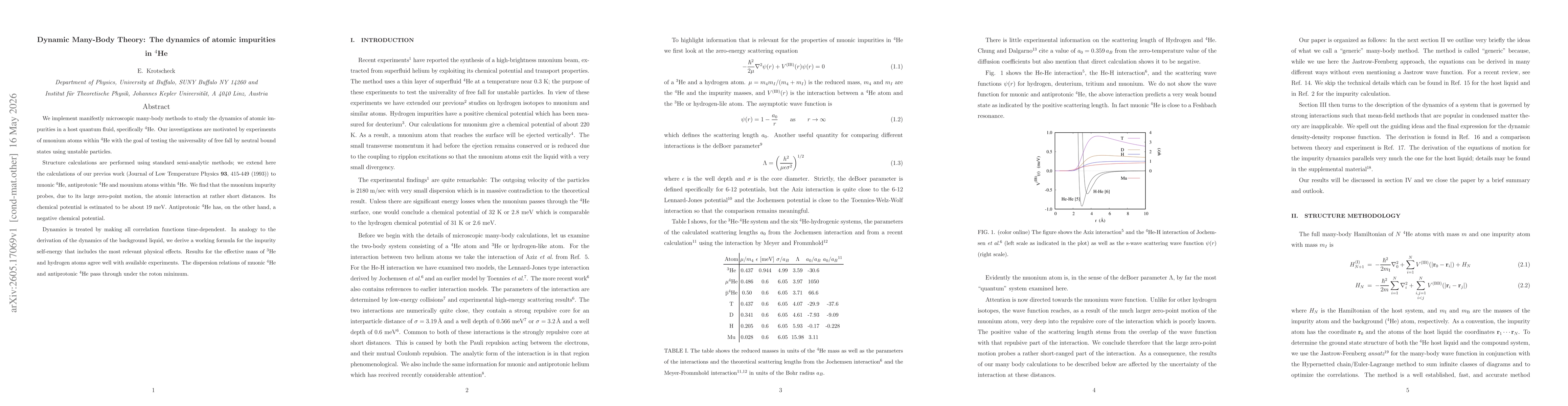 Thumbnail for Dynamic Many-Body Theory: The dynamics of atomic impurities in $^4$He