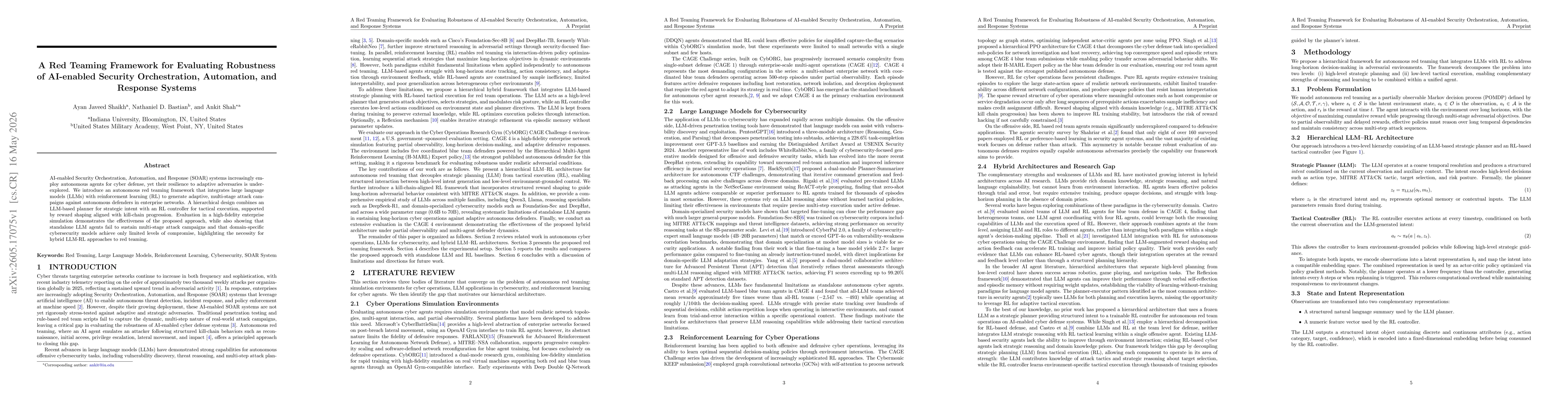Thumbnail for A Red Teaming Framework for Evaluating Robustness of AI-enabled Security Orchestration, Automation, and Response Systems