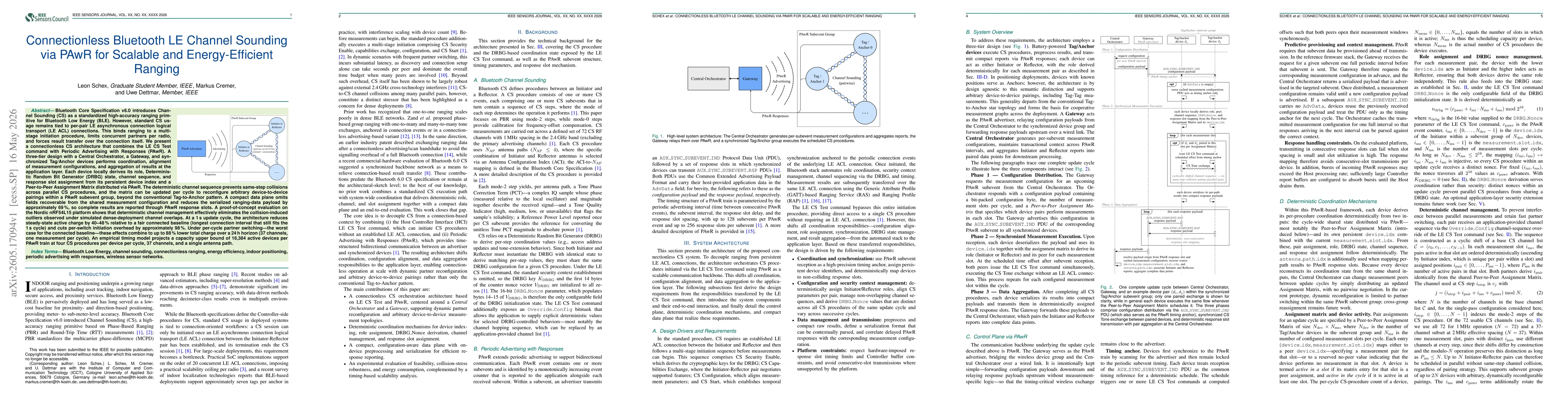 Thumbnail for Connectionless Bluetooth LE Channel Sounding via PAwR for Scalable and Energy-Efficient Ranging