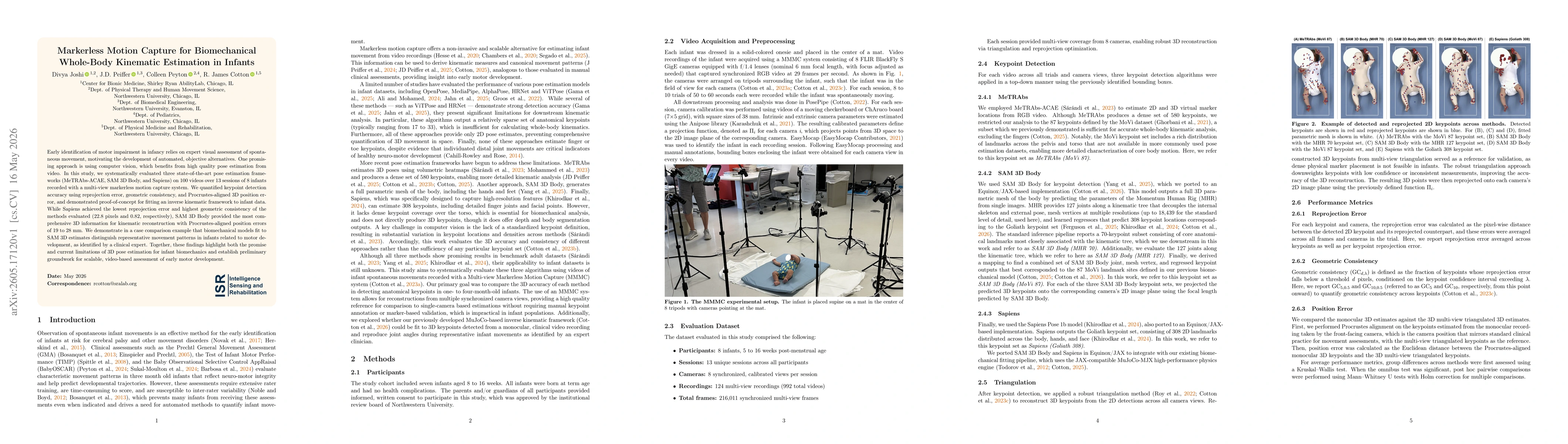 Thumbnail for Markerless Motion Capture for Biomechanical Whole-Body Kinematic Estimation in Infants