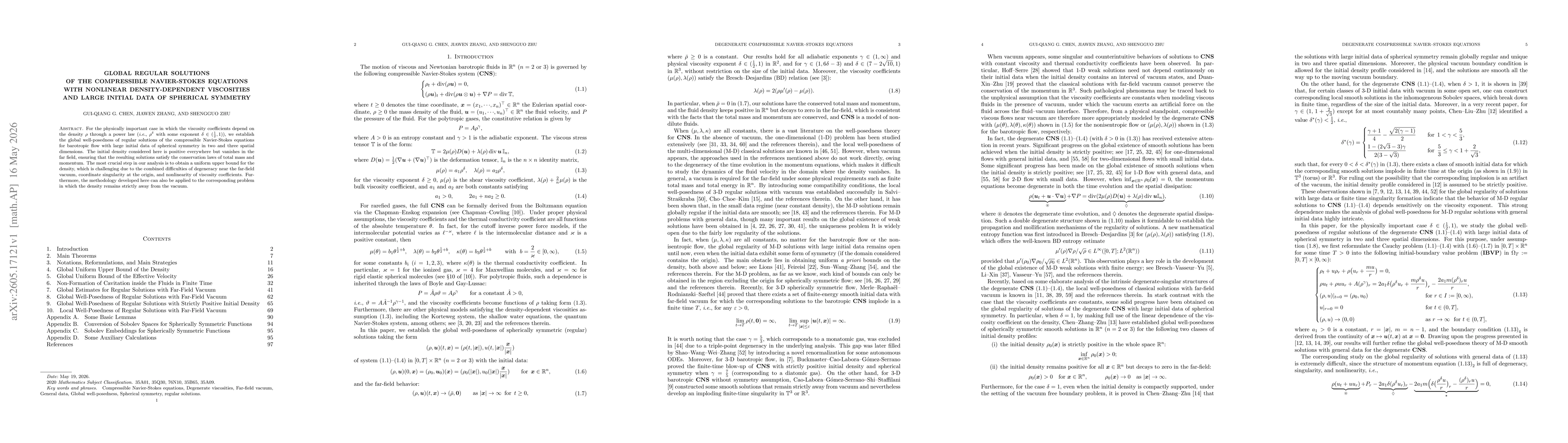 Thumbnail for Global Regular Solutions of the Compressible Navier-Stokes Equations with Nonlinear Density-Dependent Viscosities and Large Initial Data of Spherical Symmetry