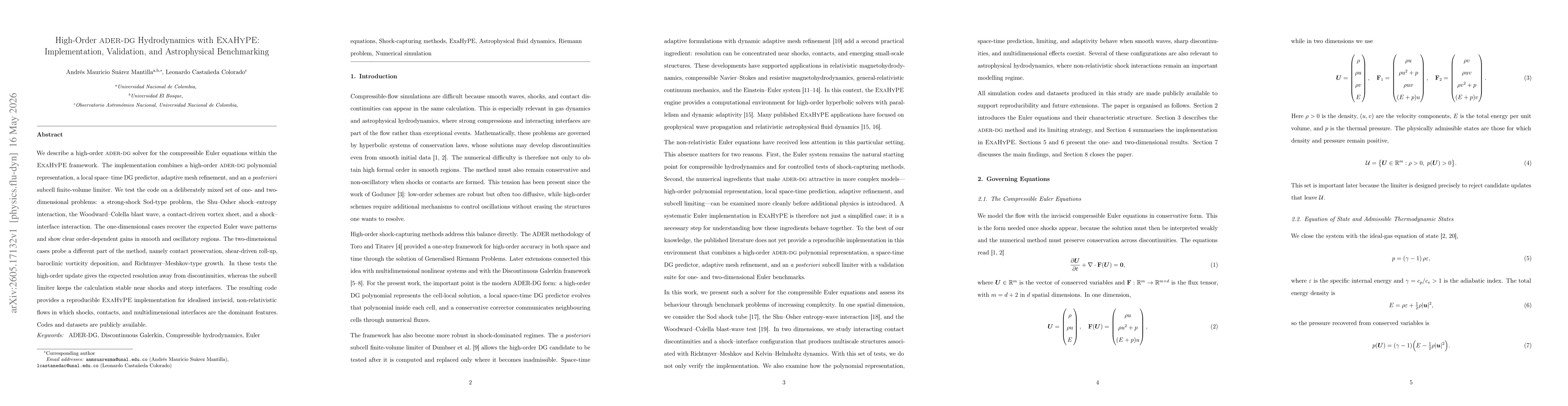 Thumbnail for High-Order ADER-DG Hydrodynamics with ExaHyPE: Implementation, Validation, and Astrophysical Benchmarking