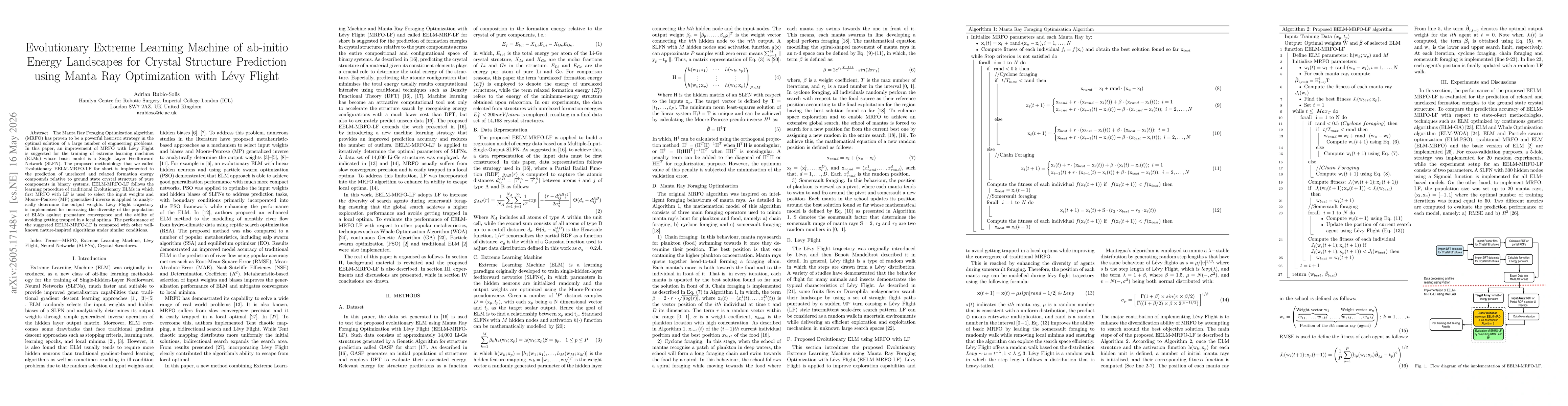 Thumbnail for Evolutionary Extreme Learning Machine of ab-initio Energy Landscapes for Crystal Structure Prediction using Manta Ray Optimization with Levy Flight