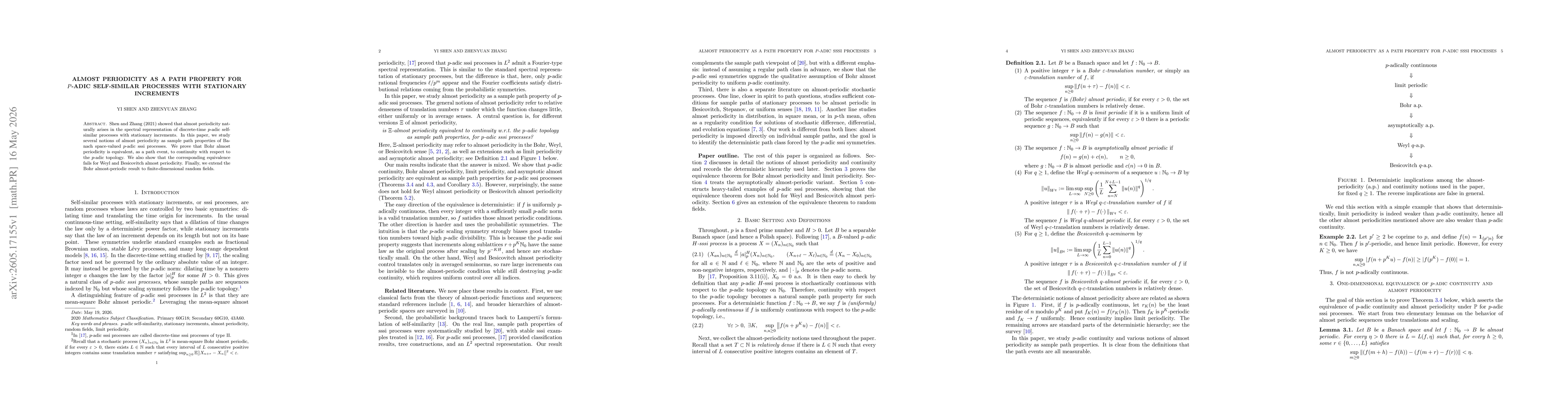 Thumbnail for Almost periodicity as a path property for $p$-adic self-similar processes with stationary increments