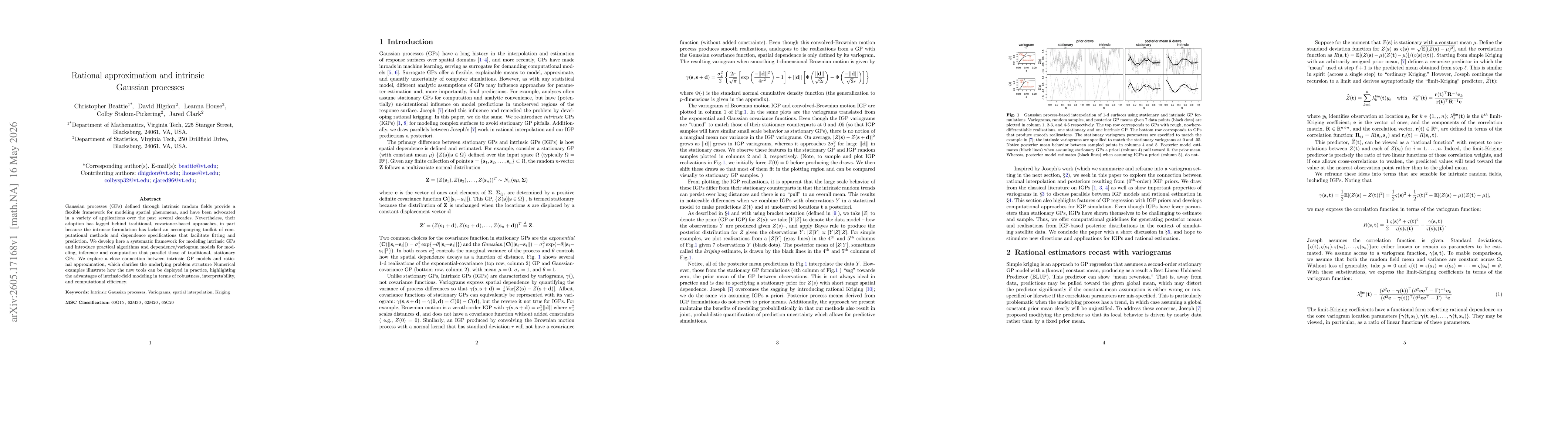 Thumbnail for Rational approximation and intrinsic Gaussian processes