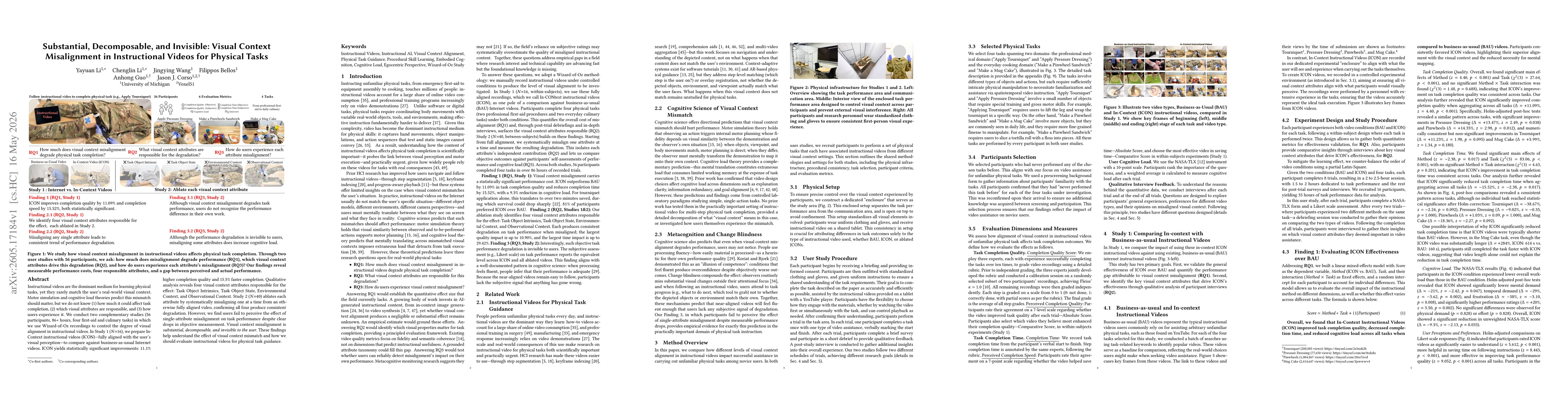 Thumbnail for Substantial, Decomposable, and Invisible: Visual Context Misalignment in Instructional Videos for Physical Tasks