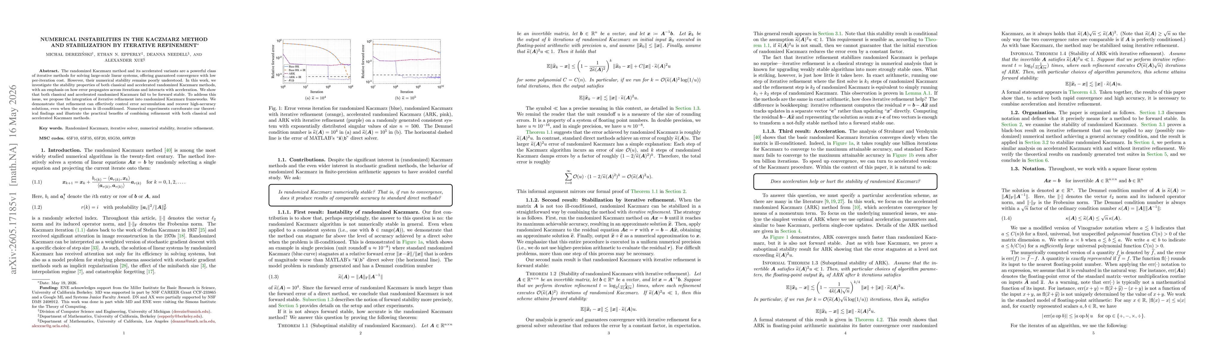 Thumbnail for Numerical Instabilities in the Kaczmarz Method and Stabilization by Iterative Refinement