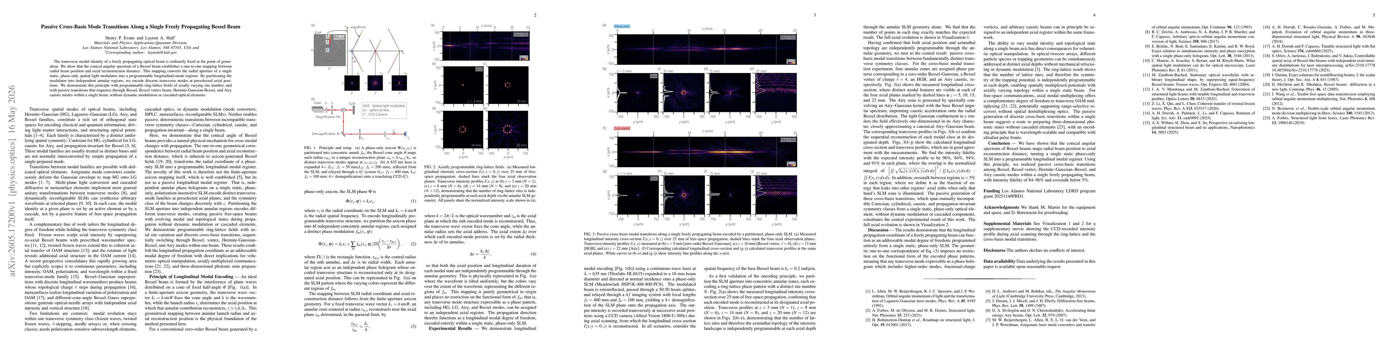 Thumbnail for Passive Cross-Basis Mode Transitions Along a Single Freely Propagating Bessel Beam